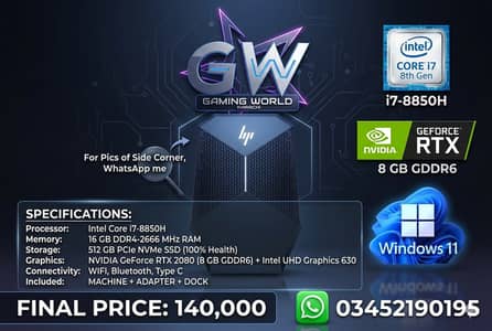 •NEW HP Z VR G2 Gaming PC I7 8TH NVIDIA RTX 2080 Battery Backup Dock