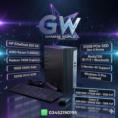 HP EliteDesk 805 G9 Gaming PC AMD Ryzen 5 8500G Ddr5 AMD 740M Graphics