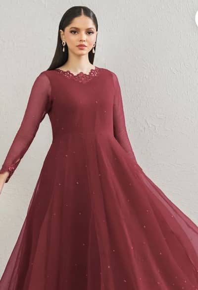 Maroon Frock 3 piece (Baroque brand)
