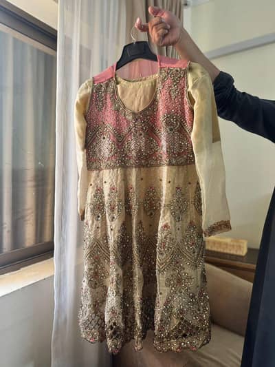 pink and light gold frock