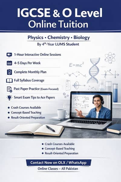 IGCSE & O Level Online Science Tutor – Experienced LUMS Student