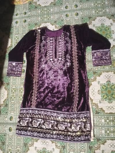dark purple color kurta in golden silver  kadhai