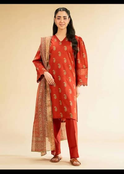 Nishat Unstitched 3 Piece Lawn Suit 41907544-R – Brand New