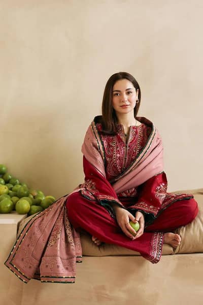 3 PCs Women's Unstitched Embroidered Suit