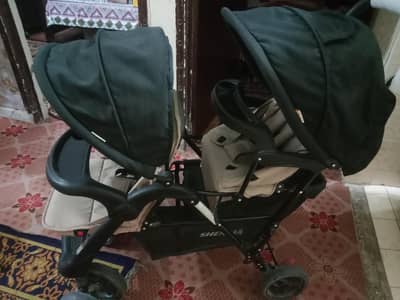 shenma double baby stroller