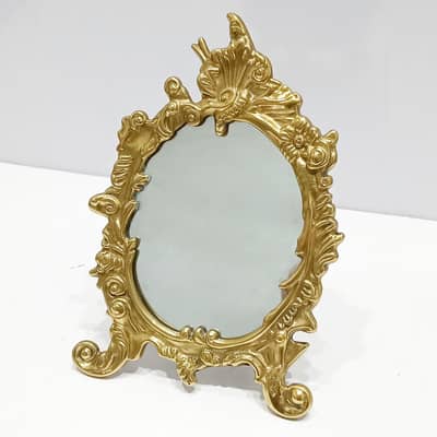 Antique Edwardian Table Mirror with Elegant Solid Brass Frame