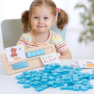 Wooden Alphanumeric Teaching Flash Card Set