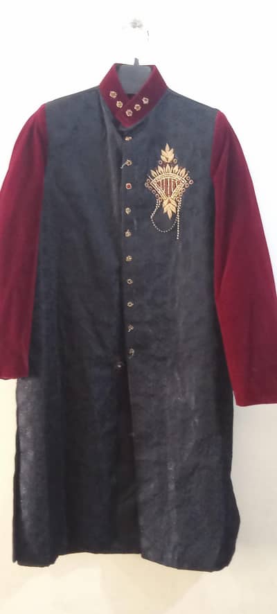 Black Maroon Sherwani