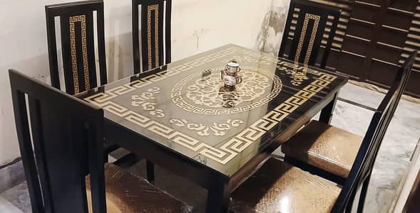 ANTIQUE - DINING TABLE - 6 CHAIRS DINING TABLE