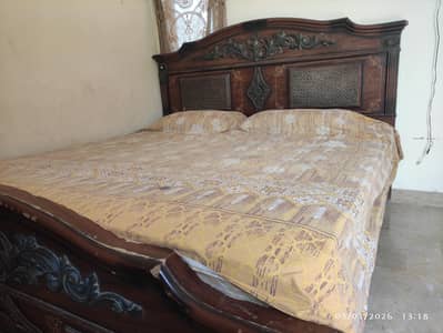 Wooden double bed and dressing table