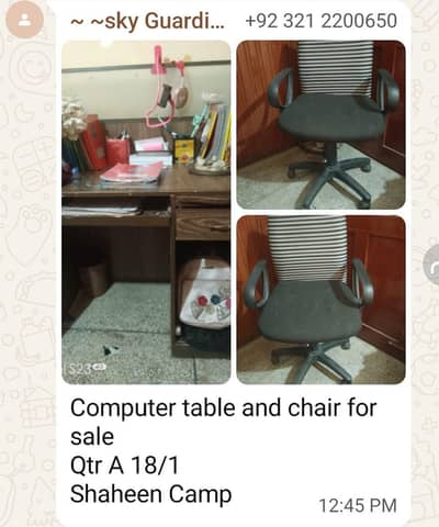 computer table and chair for sale