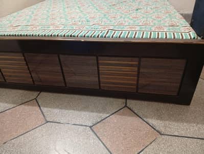 wooden floor bed with matress