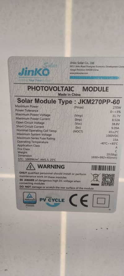 jinko 4 solar panel 100% working