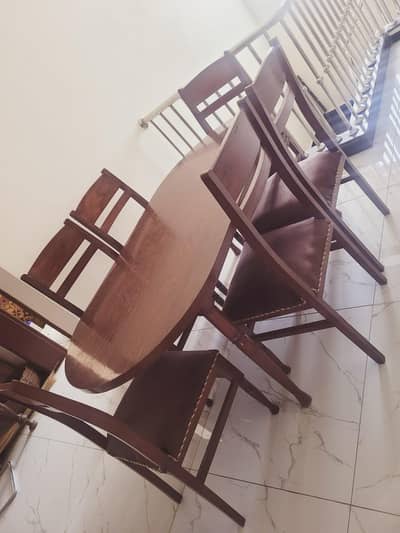 Wood Dining table with 6 chairs