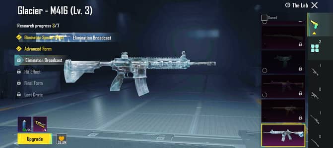 PUBG 71 level ID M416 Glacier  level 3 Upgrade