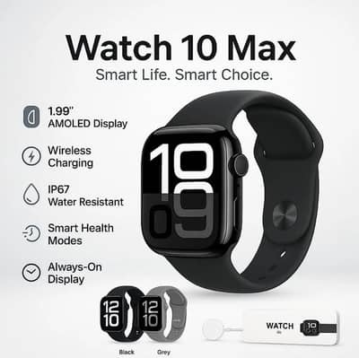Latest Watch 10 Max Smartwatch Hd touch Display | Wireless Charging