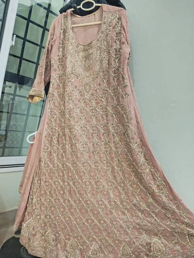 maxi peach color  and golden