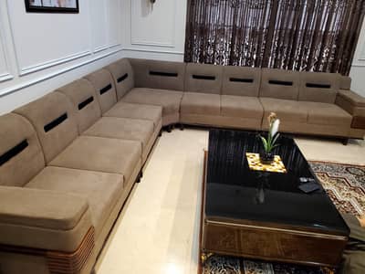 L shaped 10 seater Towel fabric ultra modern design