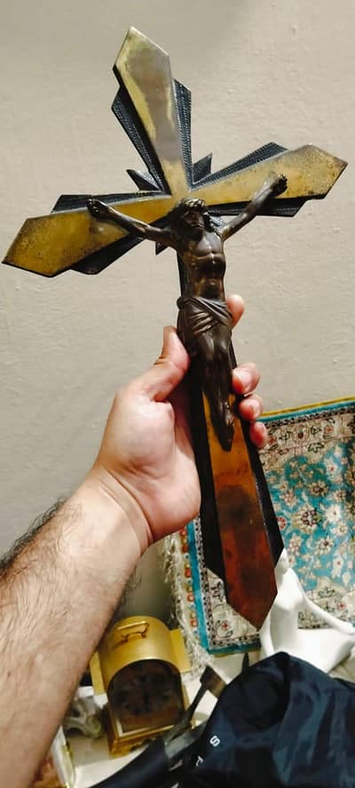 Antique 19th century Solid brass Big size cross