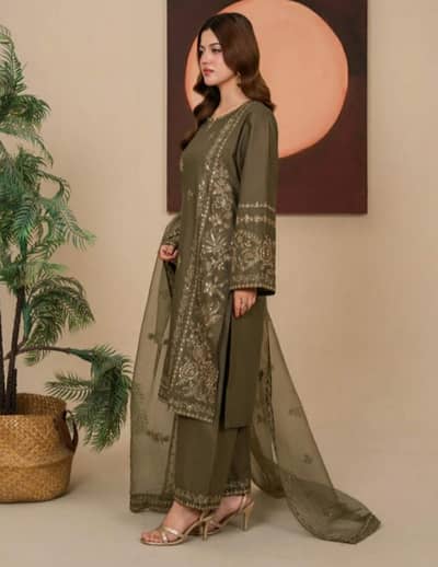 3 piece Embroided suit Ready to wear