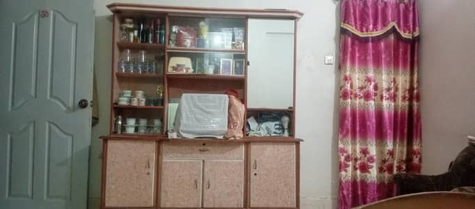 wooden Showcase with cabinet and drawer