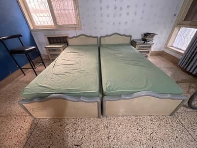 Double Spring Bed Set with Side Tables
