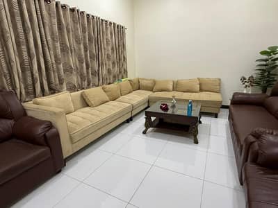 9 seater L shape sofa set in very good condition  dining table 6 chair