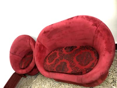 Red velvet sofa