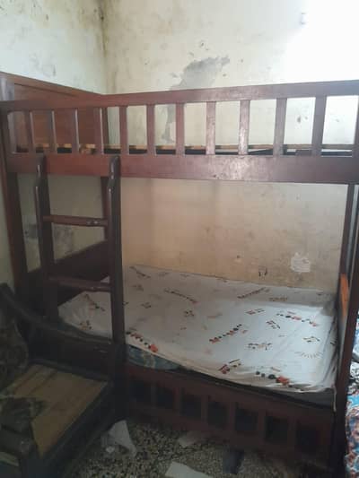 kids double story bed (pure wood)