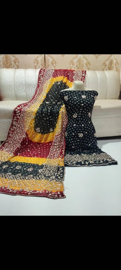  Pure Bamber Chiffon Shirt & Dupatta