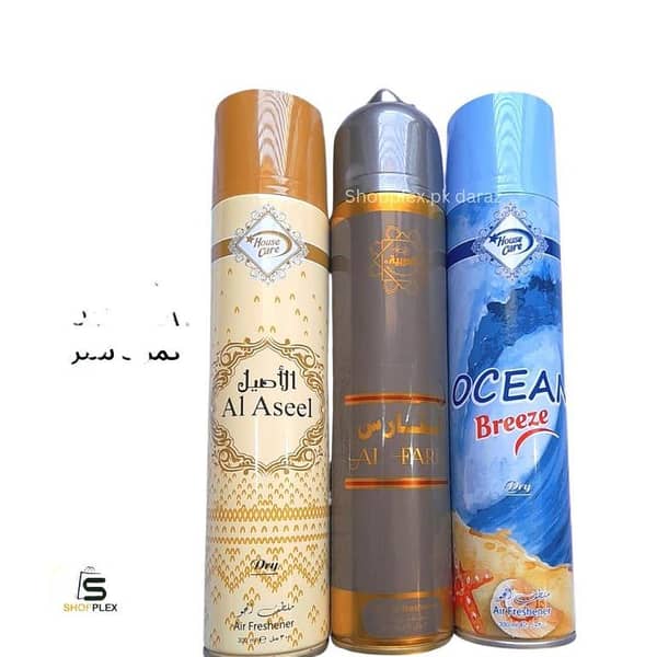 Air Freshener Al Faris Aseel Ocean Breeze - Arabic 3 Pack of 300ml Room Spray for Home, Office, Car & Hotel Use