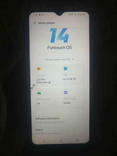 vivo y22 4/64 with box