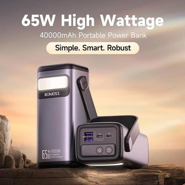 ROMOSS PMT40 Power Bank 40000mAh 65W PD Fast Charging | Portable Charger with USB-C & USB-A | Quick Charge for Laptop, iPhone, Samsung & Tablets