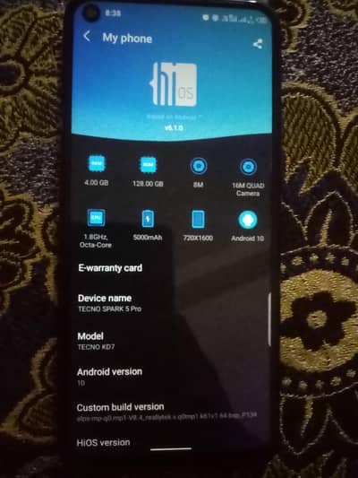 Tecno spark 5 pro KD7   Ram 4gb memory 128 Gb