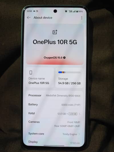 Oneplus 10R 5G 12+4/256  With Original 65 watt type C charger
