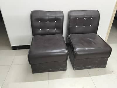 2 Seater Floor Sofa Chairs – Dark Brown (Leatherette)