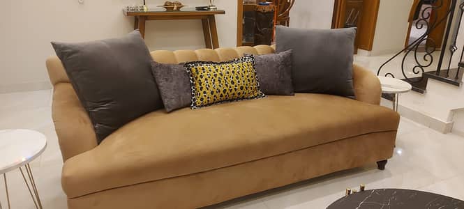 beautiful elegant 3 seater sofa with matt gold poshish