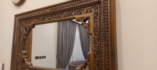 hand carved sawati mirror frame with mirror and console