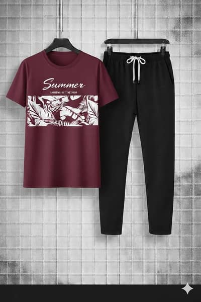 Track suit summer micro interlock printed