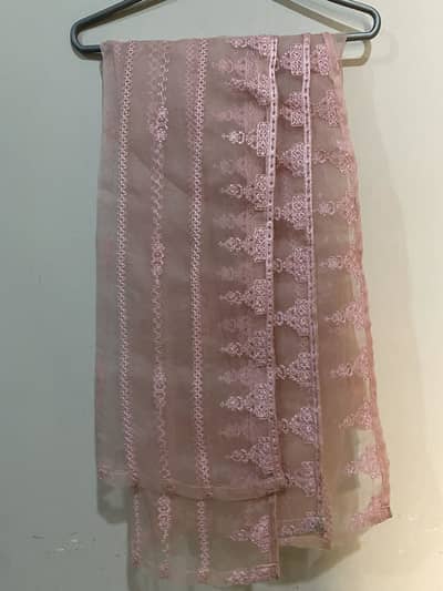 Pink organza shirt with dupatta