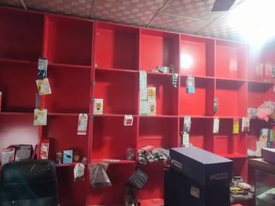 Mobile shop selves and counter's aluminum glass door 