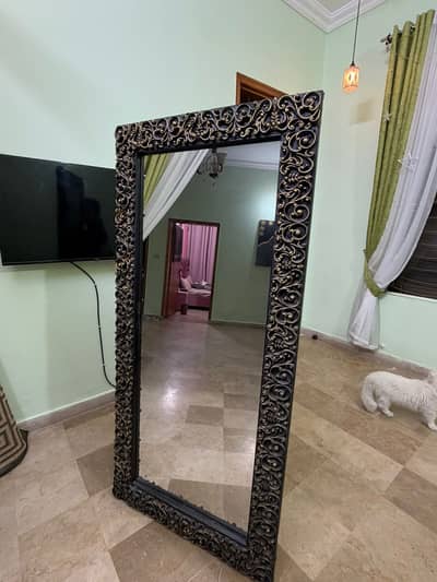 Large Antique Style Floor Mirror | Black & Gold Frame | 65x32 Inch |