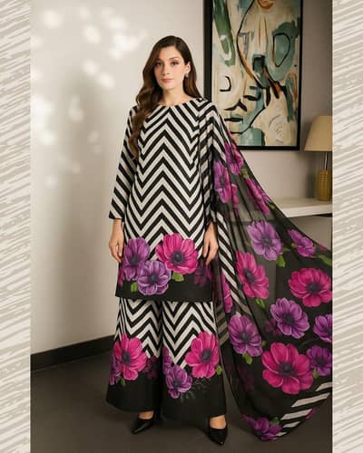 silk 3 piece dress | summmer collection | 3 piece dress for Eid