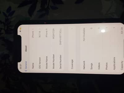 iphone x 64 storage 10 by 9 condition (03281136502)