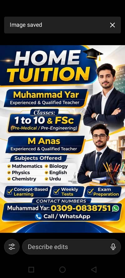 Home tutions available