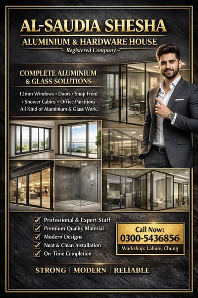 Aluminium window - doors - 12mm - Tempered - Partitions