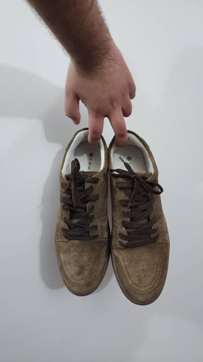 Light Brown Suede Leather Sneakers