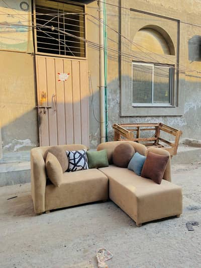 L shape sofa 5 seater towel fabric