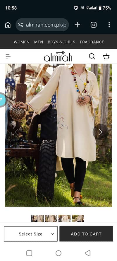 Selling this Almirah by j. new tagged Off-white kurti