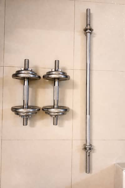 Adjustable Dumbbells + Barbell Rod Set (Chrome) – Home Gym Set